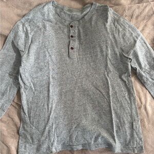 J Crew Grey Long Sleeve Henley Shirt